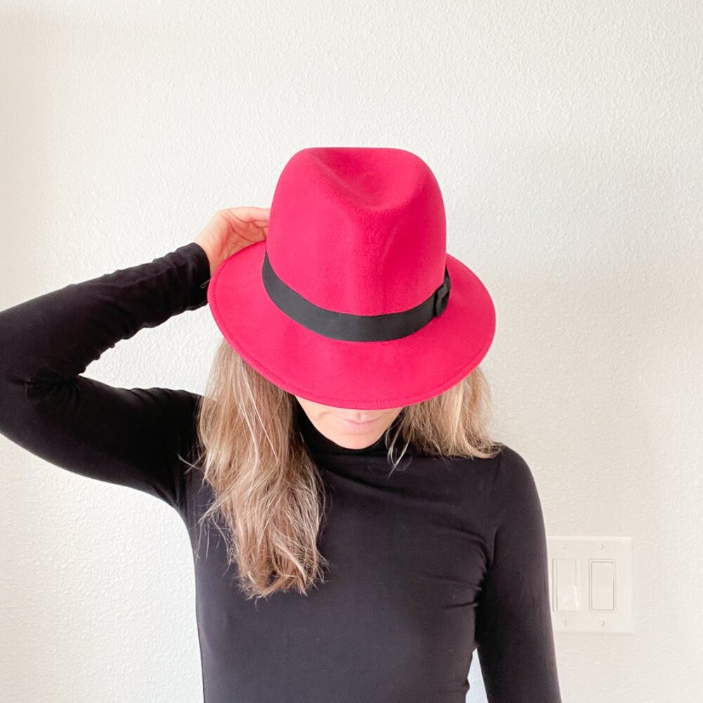 Vintage Y2K Pink Fedora Hat - 100% Wool | Express